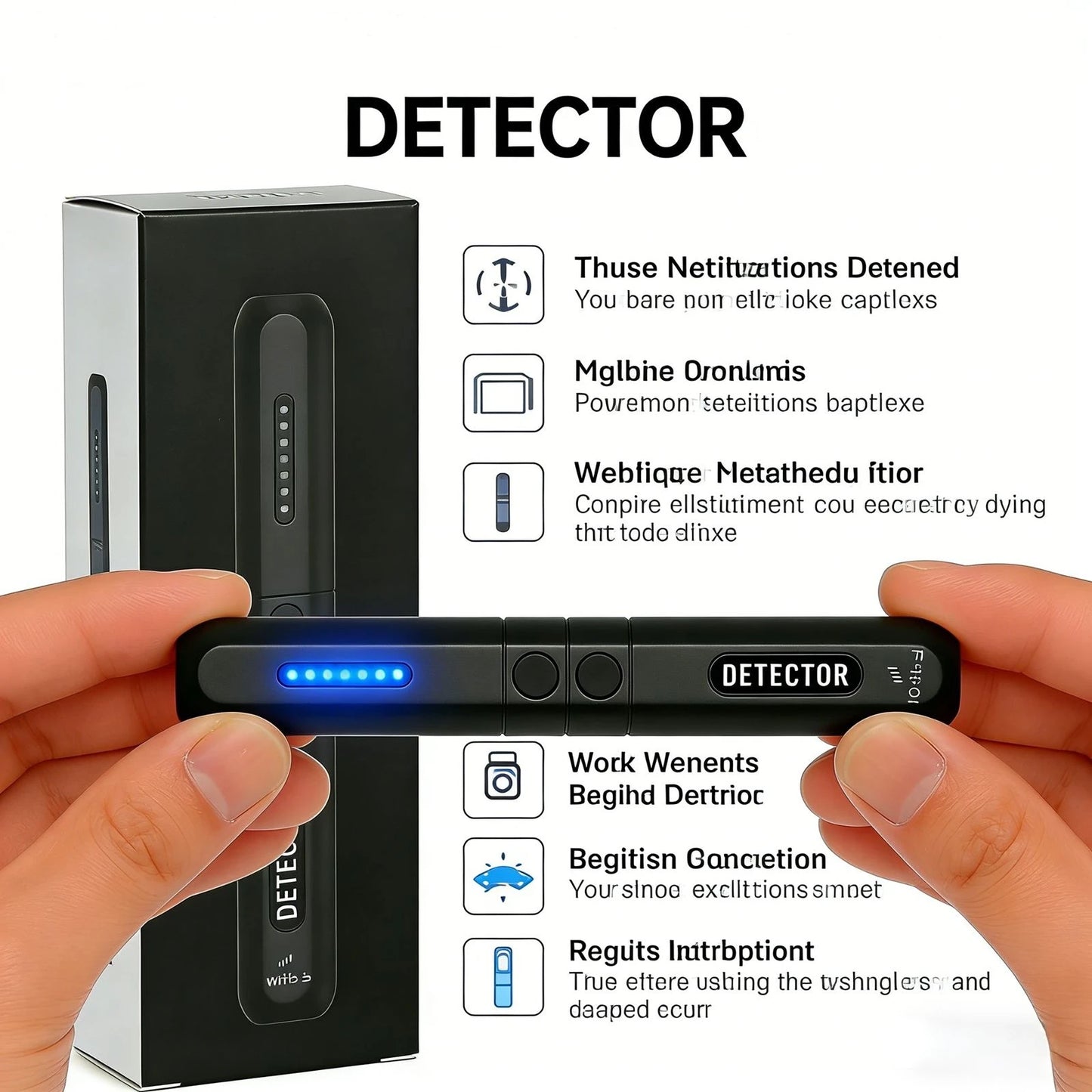 YJ1 Multi-functional privacy detector, emergency lighting, anti-eavesdropping and anti-spying, portable and long-lasting battery