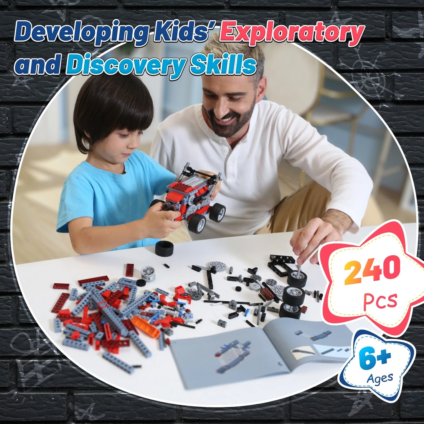 8 in 1 STEM Kits for Kids Age 6-8, DIY Electronic Monster Truck Building Kit, STEM Toys for Boys Craft Projects, Build Robot DIY