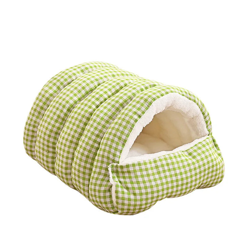 Cat Dog House Bed 2-in-1 Removable Cover Pet Sleeping Bag Washable Warm Plush Lined Anti-Slip Bottom Can Be Used as Blanket