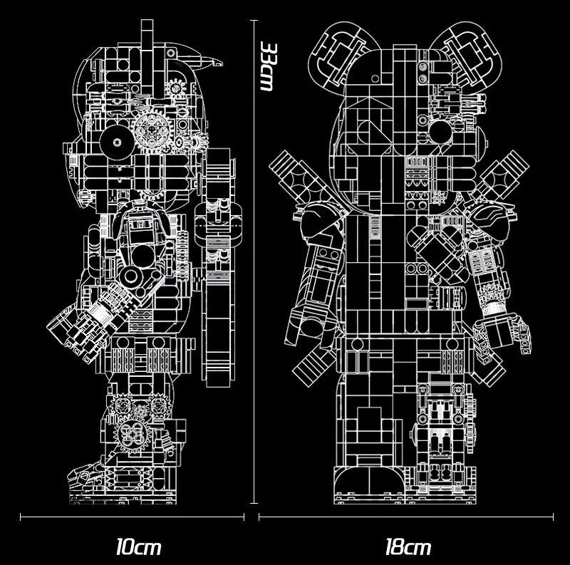 Creative Mechanical Bear Robot Building Blocks Movie Action Figures Model Bricks Desktop Decoration Toys Gift Collection Decor