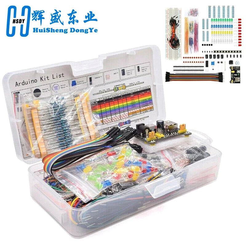 830 Hole Breadboard Kit for UNO R3 Component Kits Starter Kit MB-102 Jumper Caps Resistors LEDs Punchdowns Dupont Wire 2222