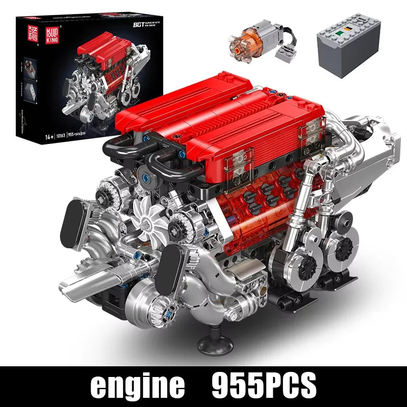 Mould King 10131 Technical Car Part Building Block W16 Engine for BGT Supercar Set Assembly Car Brick Toys Kids Christmas Gift