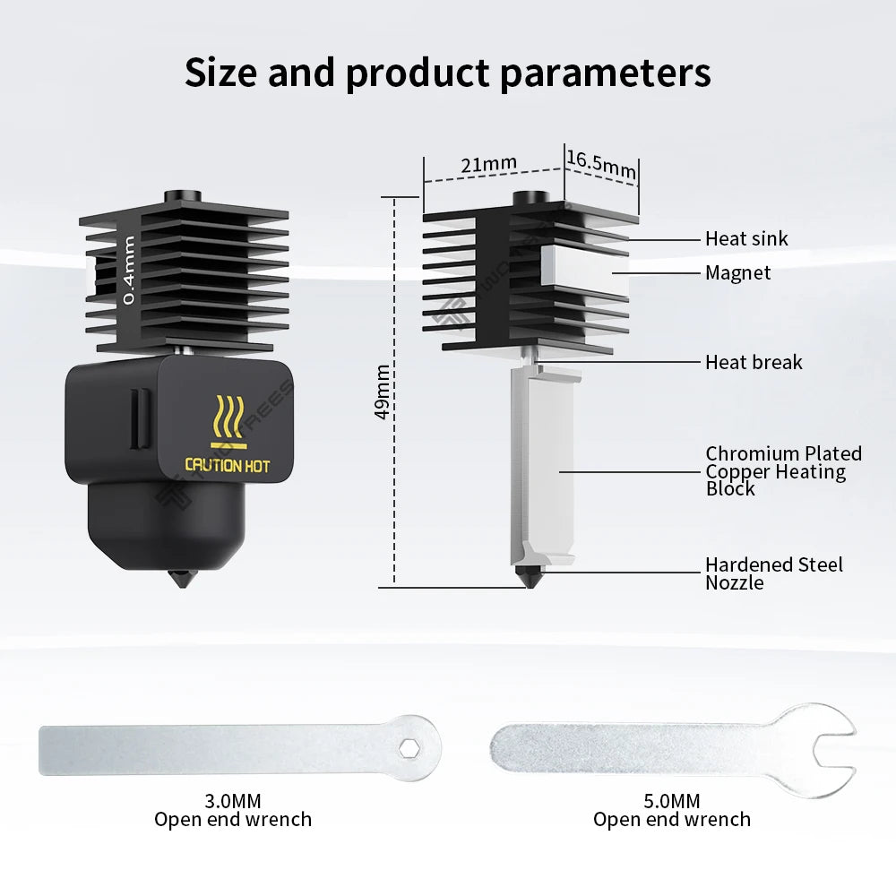 Hotend Kit For Bambu Lab A1/A1 Mini Fast Speed Hot End Assembly 0.2/0.4/0.6/0.8mm Hardened steel Nozzle 3D Printer Part
