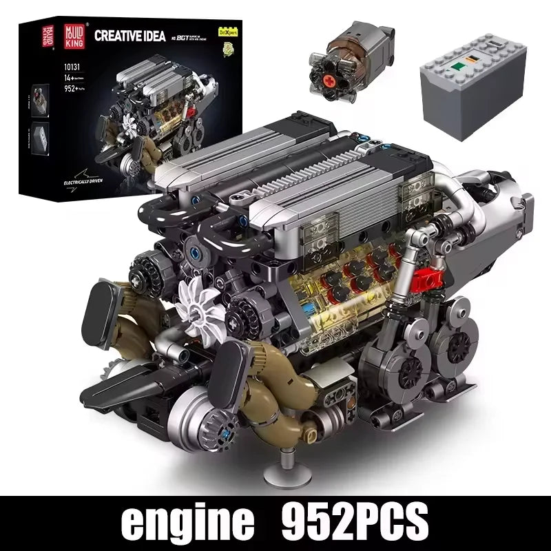 Mould King 10131 Technical Car Part Building Block W16 Engine for BGT Supercar Set Assembly Car Brick Toys Kids Christmas Gift