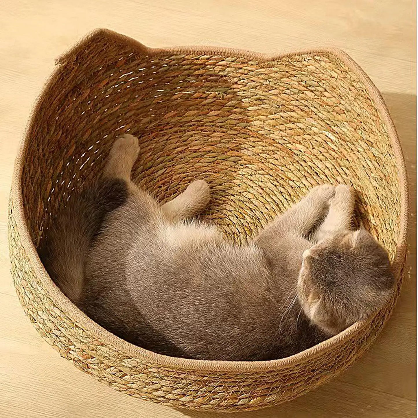 Pet Bed Soft Cat Kennel Dog Beds Sofa Bamboo Weaving Four Season Cozy Nest Baskets Removable Cushion Sleeping Bag