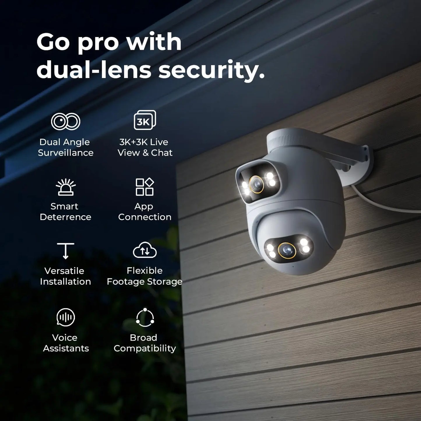 IMILAB EC6 Dual 3K+3K WiFi Home Security 360 Coverage Surveillance Outdoor Camera Recording Motion-Activated Spotlight Camera