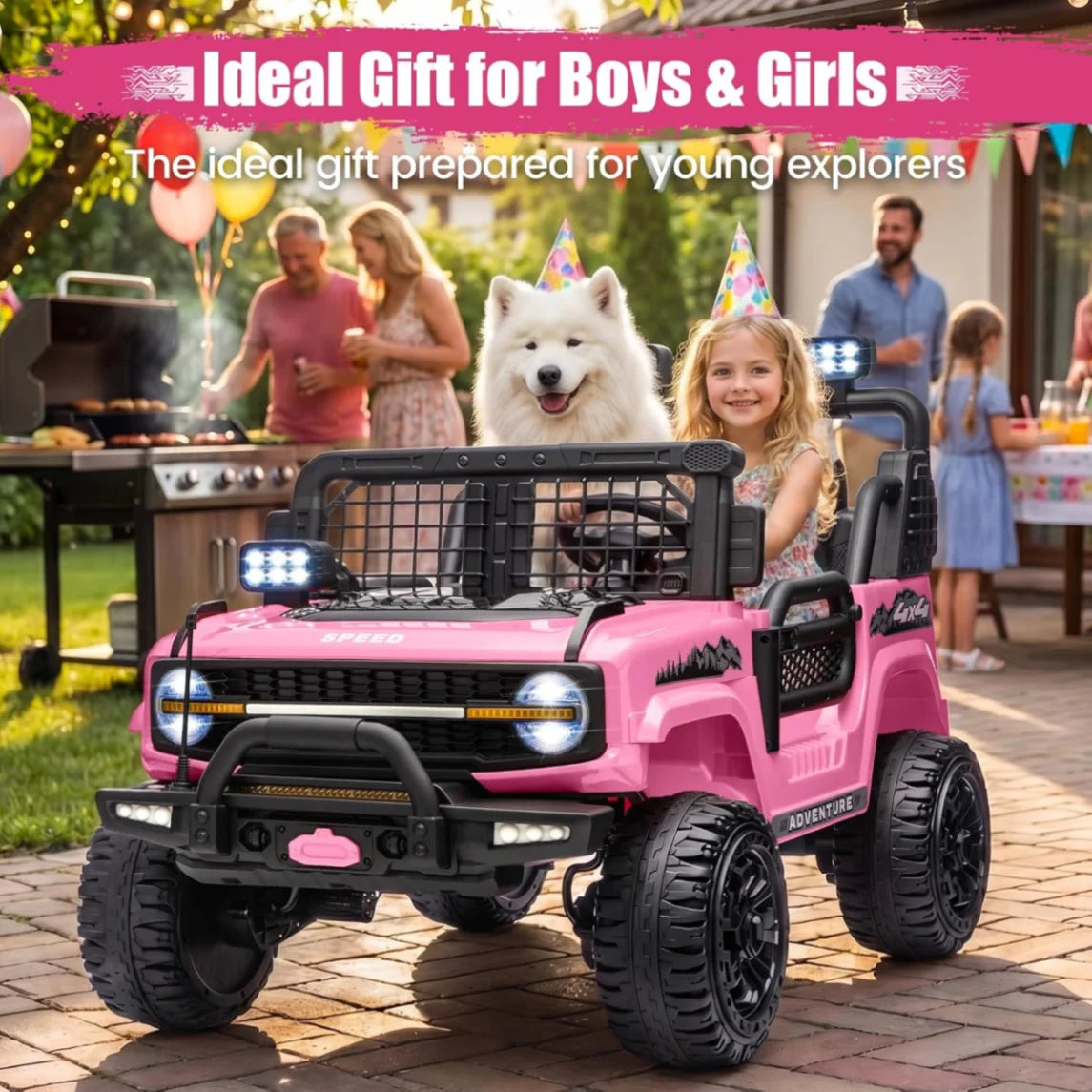 24V 800W 2 Seater Kids Ride On Truck Off-Road Electric Vehicle with Parent Remote Control, 2-5MPH Ride On Car with Bluetooth Music LED Lights Shock Absorbers, Max Load 110Lbs Kids Toy Gift for Girls Boys