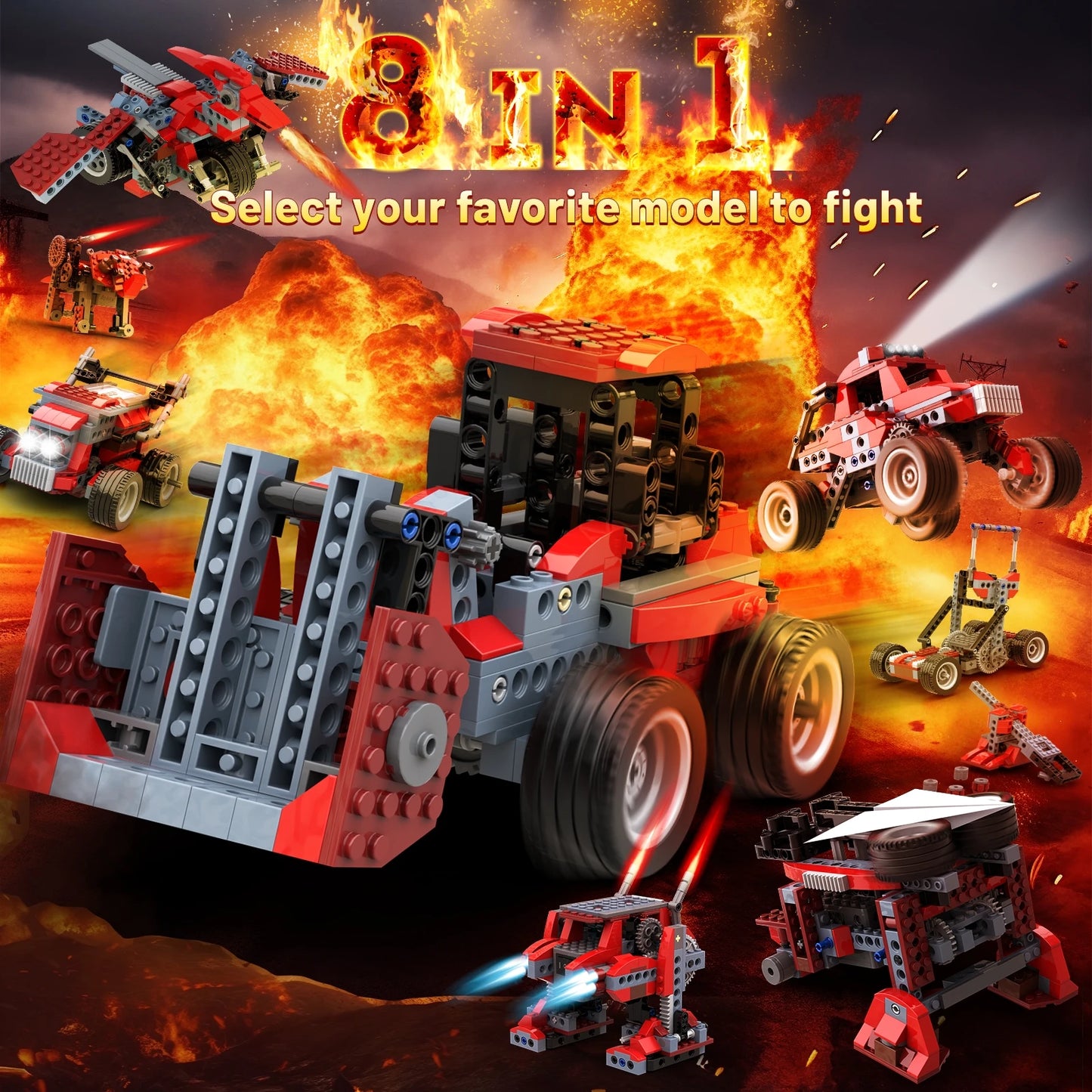 8 in 1 STEM Kits for Kids Age 6-8, DIY Electronic Monster Truck Building Kit, STEM Toys for Boys Craft Projects, Build Robot DIY