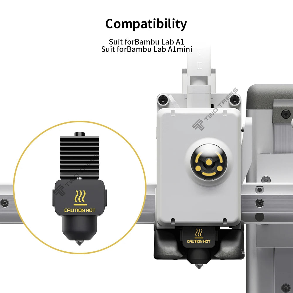 Hotend Kit For Bambu Lab A1/A1 Mini Fast Speed Hot End Assembly 0.2/0.4/0.6/0.8mm Hardened steel Nozzle 3D Printer Part