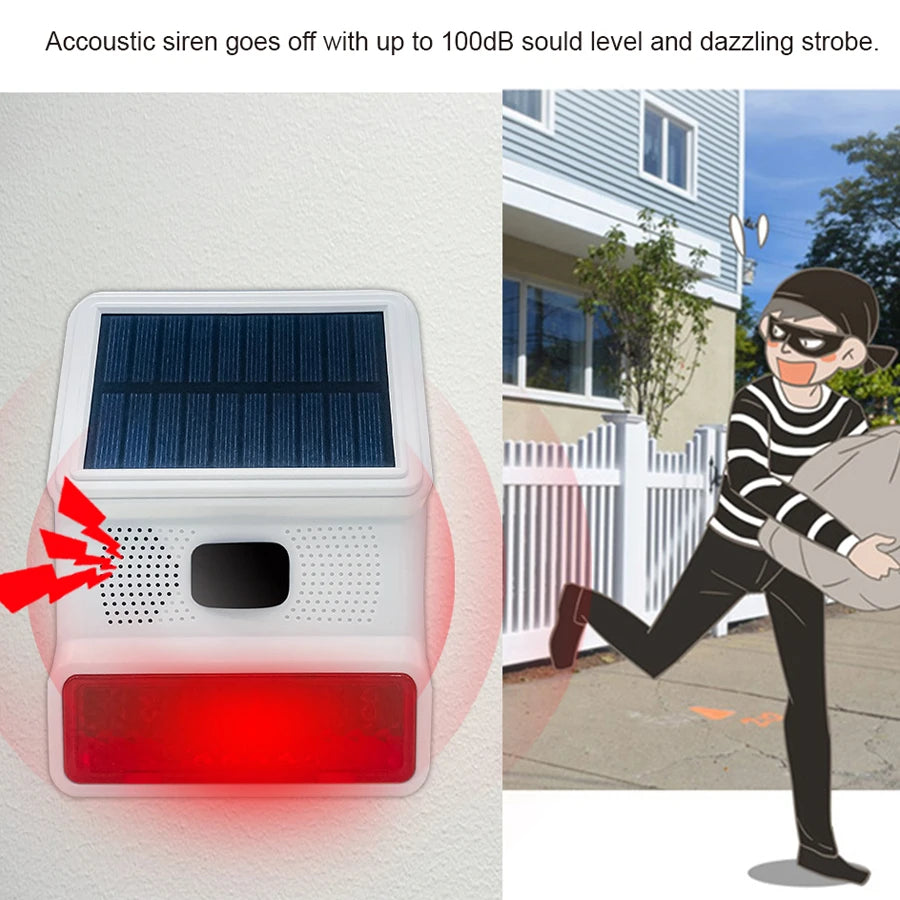 Home alarm 433MHZ Wireless Solar SIren Sound Light Flash Alarm Outdoor Alarm Horn for PGST GSM Home Security Alarm System