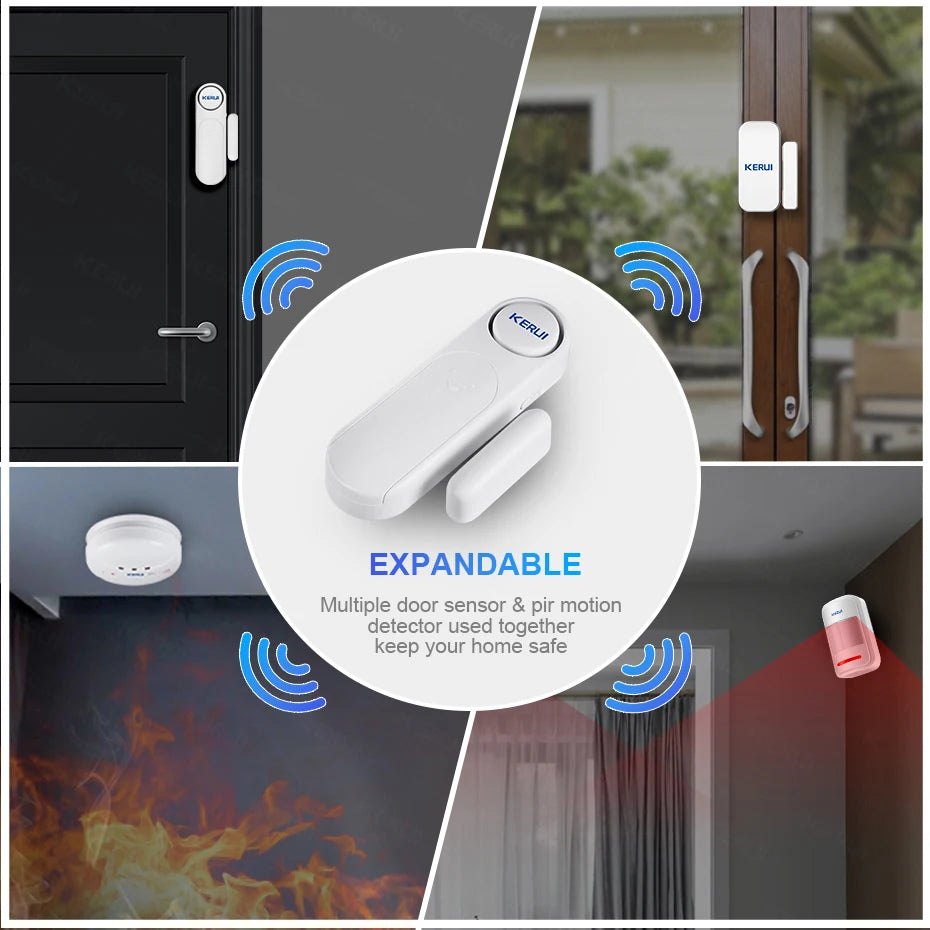 KERUI 120db Wireless Door Window Sensor Alarm with Remote Control 300ft Anti-theft Alarm System Home Security
