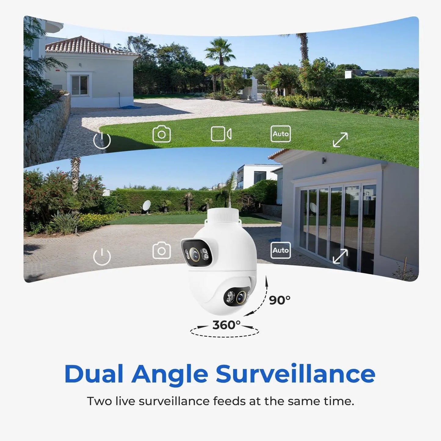 IMILAB EC6 Dual 3K+3K WiFi Home Security 360 Coverage Surveillance Outdoor Camera Recording Motion-Activated Spotlight Camera