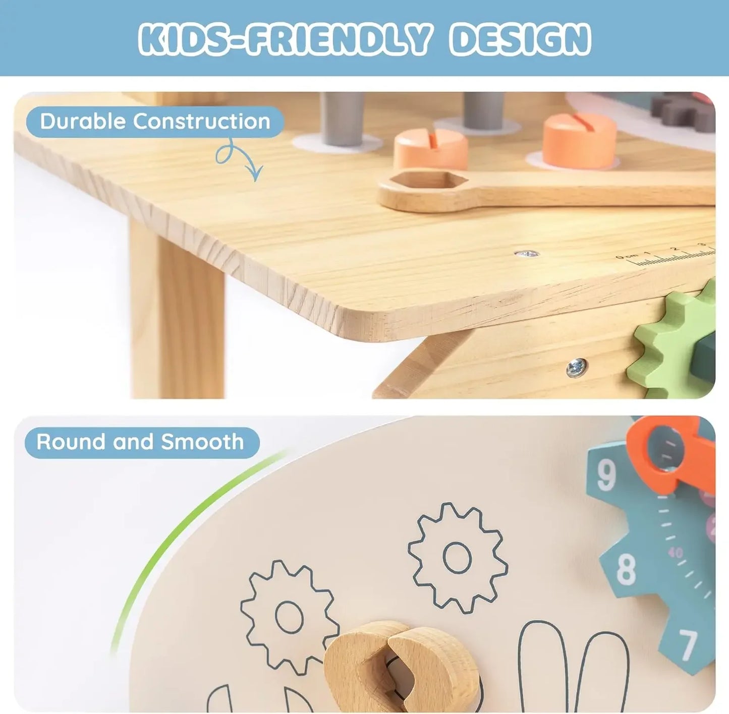 Robotime Robud Kids Tool Bench Set Large Wooden Work Bench Construction Toys Workshop Kid Toys Tool Set  for Boys Girls  3 +