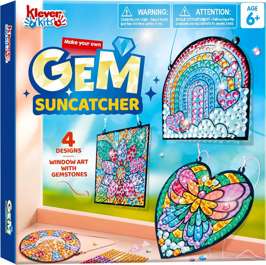 JOYFY 4PCS Window Art Suncatcher Kits Fun Gem Painting Kits Diamond Art and Crafts for Boys Girls Birthdays Christmas Gifts