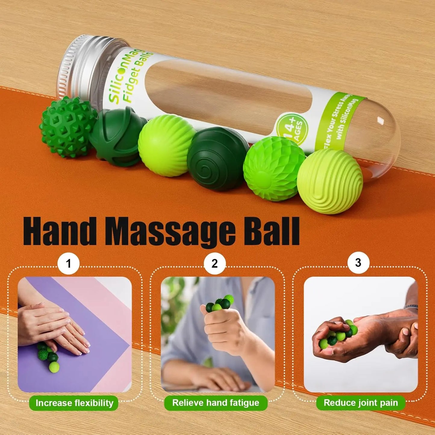 Silicone Magnetic Balls, 6-Pack Fidget Toys for Stress Relief, Sensory Fun Gift in Green