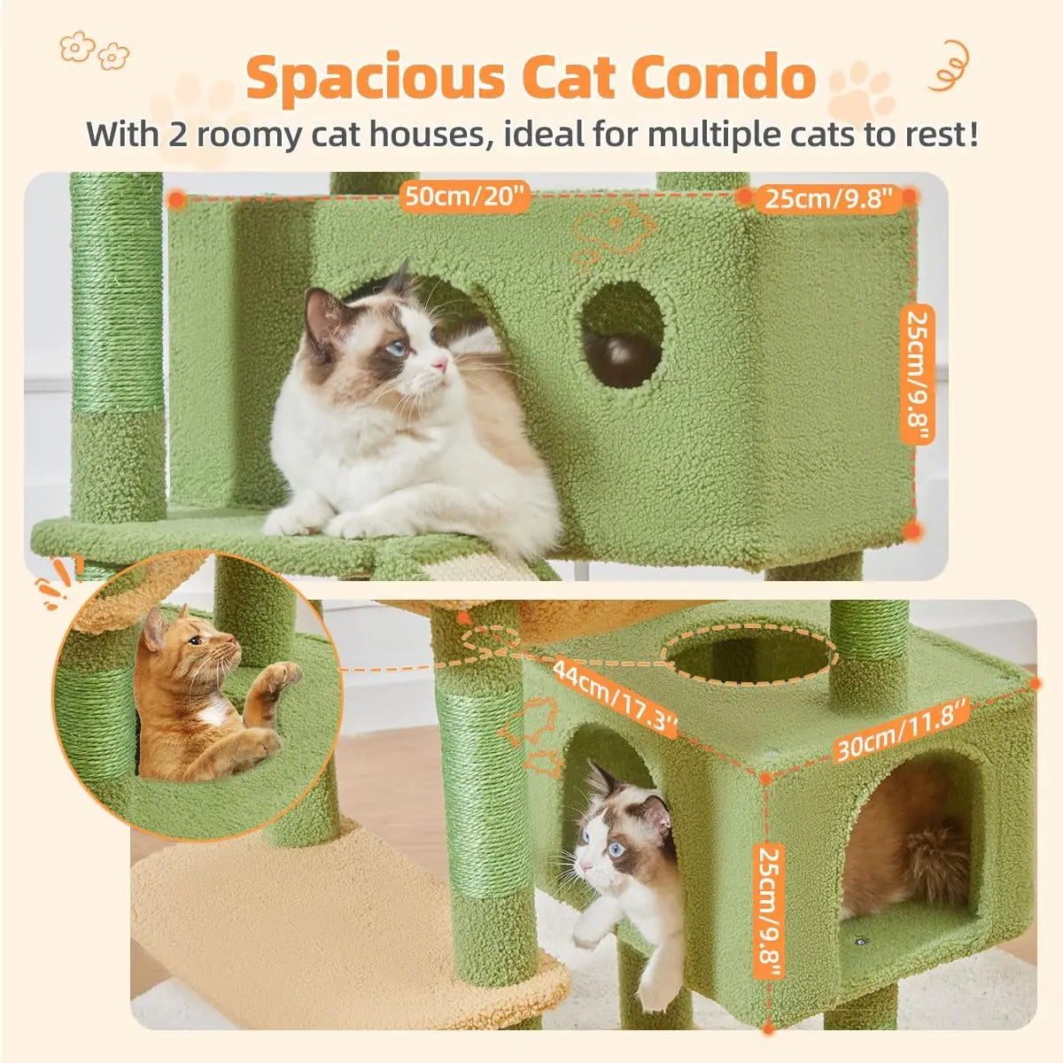 71-Inch Cat Tree for Large Indoor Cats, Multi-Level Cat Tower with 8 Scratching Posts, Hammock & 2 Perches