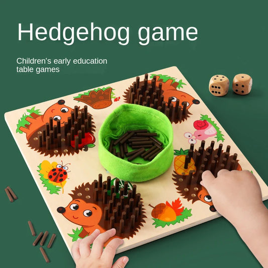 Wooden children's early mathematics educational toys, hedgehog stick, hand fine movement, sensory integration training