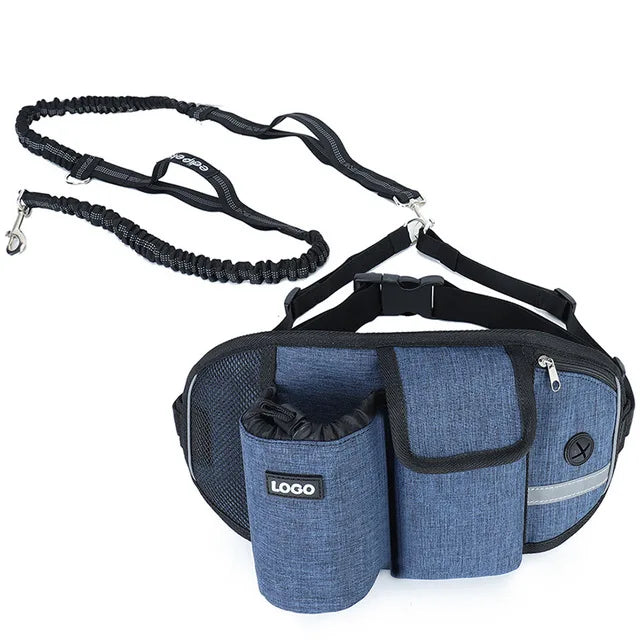 Pet Dog Training Waist Bag Dogs Treat Bag Hands-free Sports Multifunction Outdoor Walk Dog Leash Reflective Waterproof Nylon