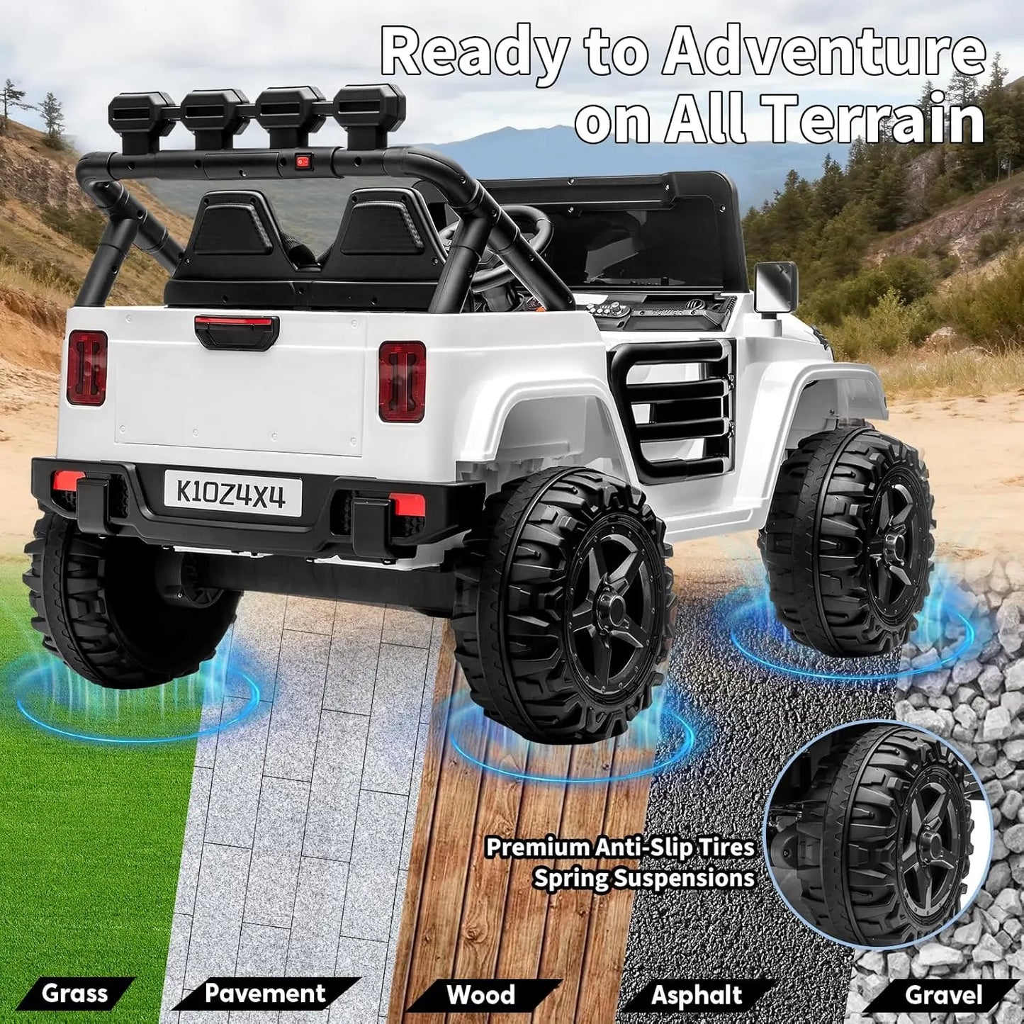 2 Seater Ride on Car for Kids, 24V Electric Toys w/Remote Control,4 Powerful Motors, 4WD/2WD, 3 Speeds, Led Lights, Bluetooth,