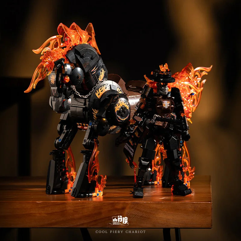 Creativity Ghost Rider Building Blocks Mech Warhorse Action Figure Model Bricks Assembly DIY Toys for Children Birthday Gift Set