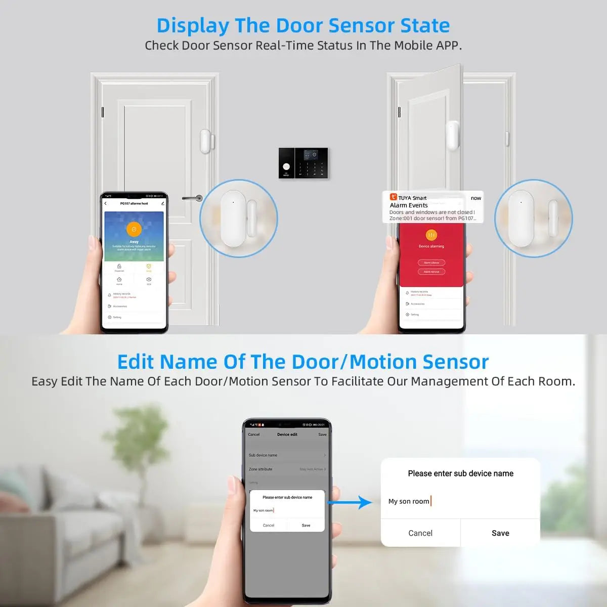 WiFi+GSM 4G DIY Home Alarm Kit with Phone App, Door/Window Sensors, Remote, Compatible Alexa & Google for House Security