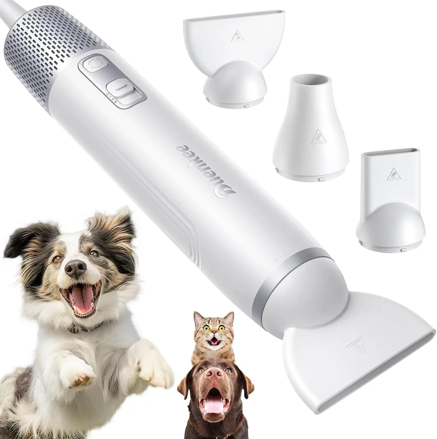 Handheld Pet Hair Dryer with 3 Speeds & 4 Temps, Lightweight Quiet Blower for Home and Travel Grooming