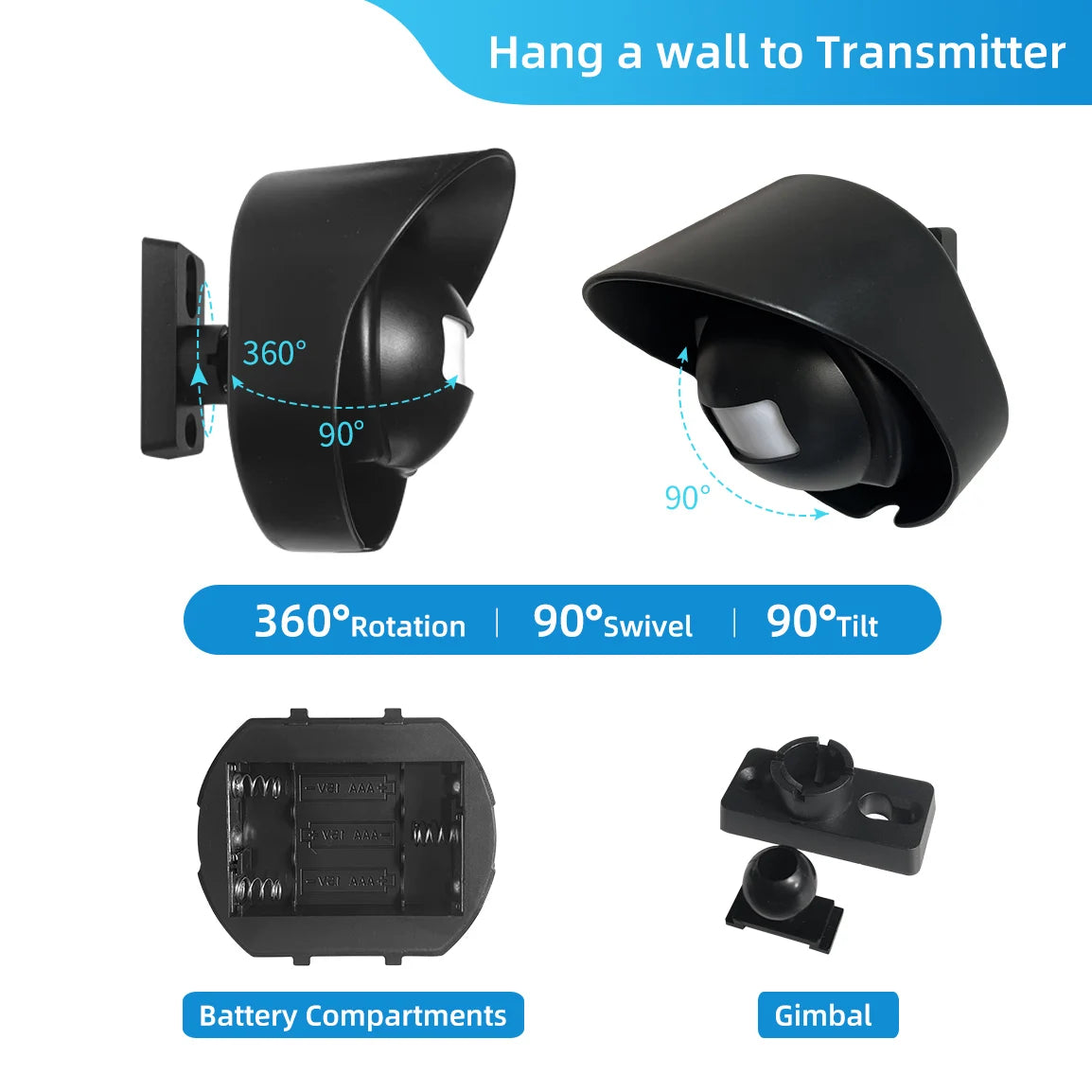 Home Security Motion Sensor Alarm Outdoor 38 Chime Infrared Weather Resistant Waterproof Doorbell Wireless Driveway Alert
