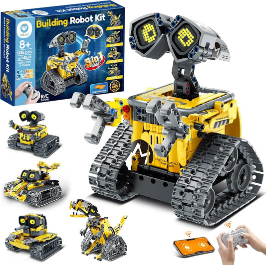 Remote Control Robot Building Kit for Kids Ages 8-14, STEM Coding Toy with 5 Models and 435 Pieces