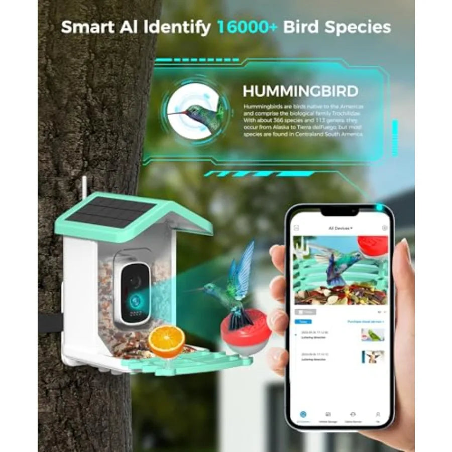 Bird Feeder with Camera 4K HD AI Birds Species Identification Cam Smart Bird Camera with Solar Powered Auto Capture and Instant
