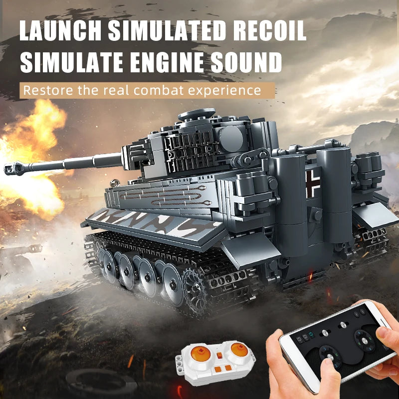 Mould King 20014 Technical Tank Toys The Remote Control Tiger Tank Building Block Assembly Tank Brick Set Kids Christmas Gift