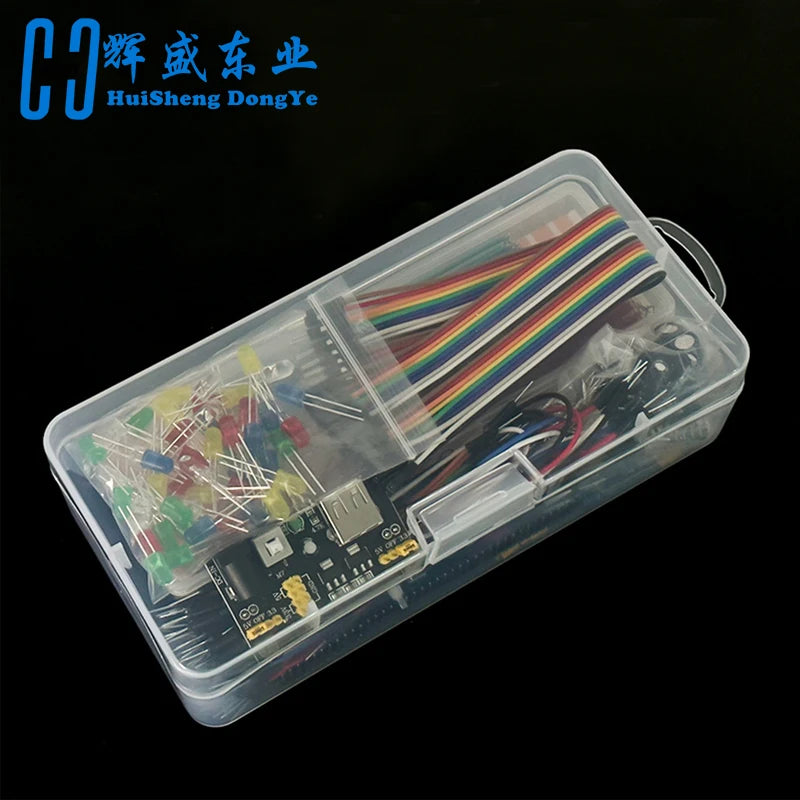 830 Hole Breadboard Kit for UNO R3 Component Kits Starter Kit MB-102 Jumper Caps Resistors LEDs Punchdowns Dupont Wire 2222