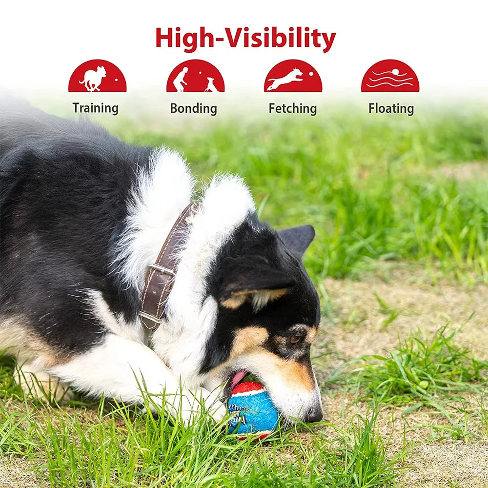 OUZEY 4Pcs/Set Pets Dog Squeaky Tennis Ball Toys Bite Resistant High Bounce Sound Rubber Ball for Small Medium Dogs Training Toy