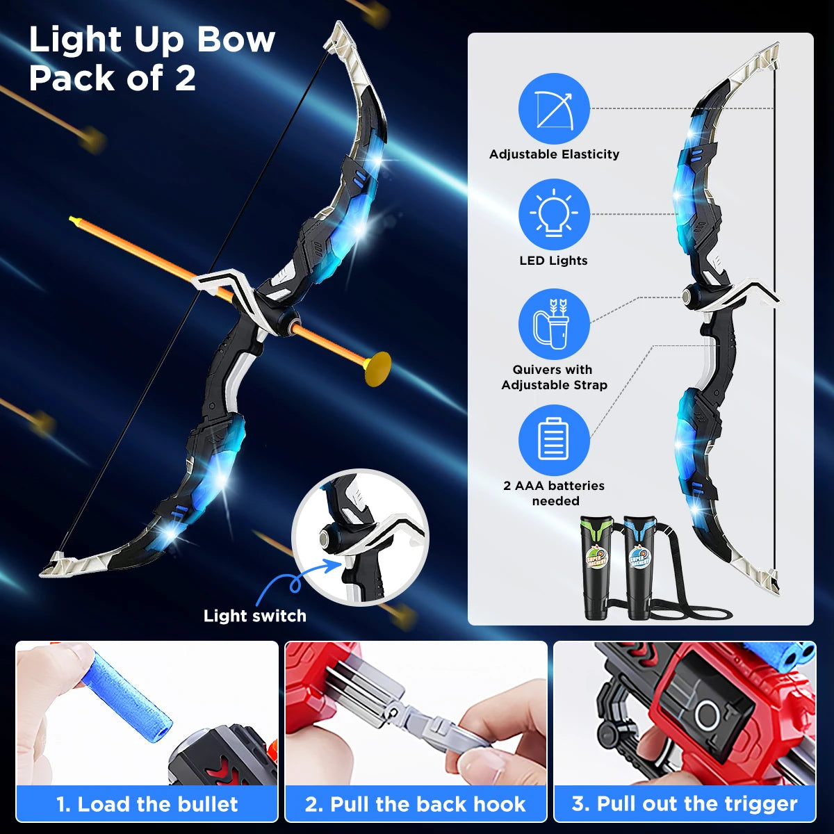 VATOS Bow Arrow With Guns Toy For Boys Girls Outdoor Indoor Game Archery Stand Target Dart Board Toys Gift For Kids