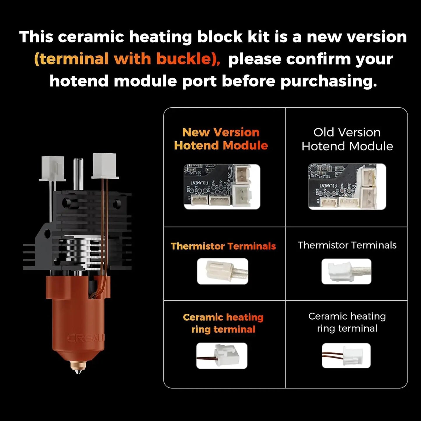 Creality 2025 K1 SE/K1C/K1/K1 Max Hotend Upgrade Ceramic Heating Block Kit Terminal with Buckle 600mm/s High-Speed