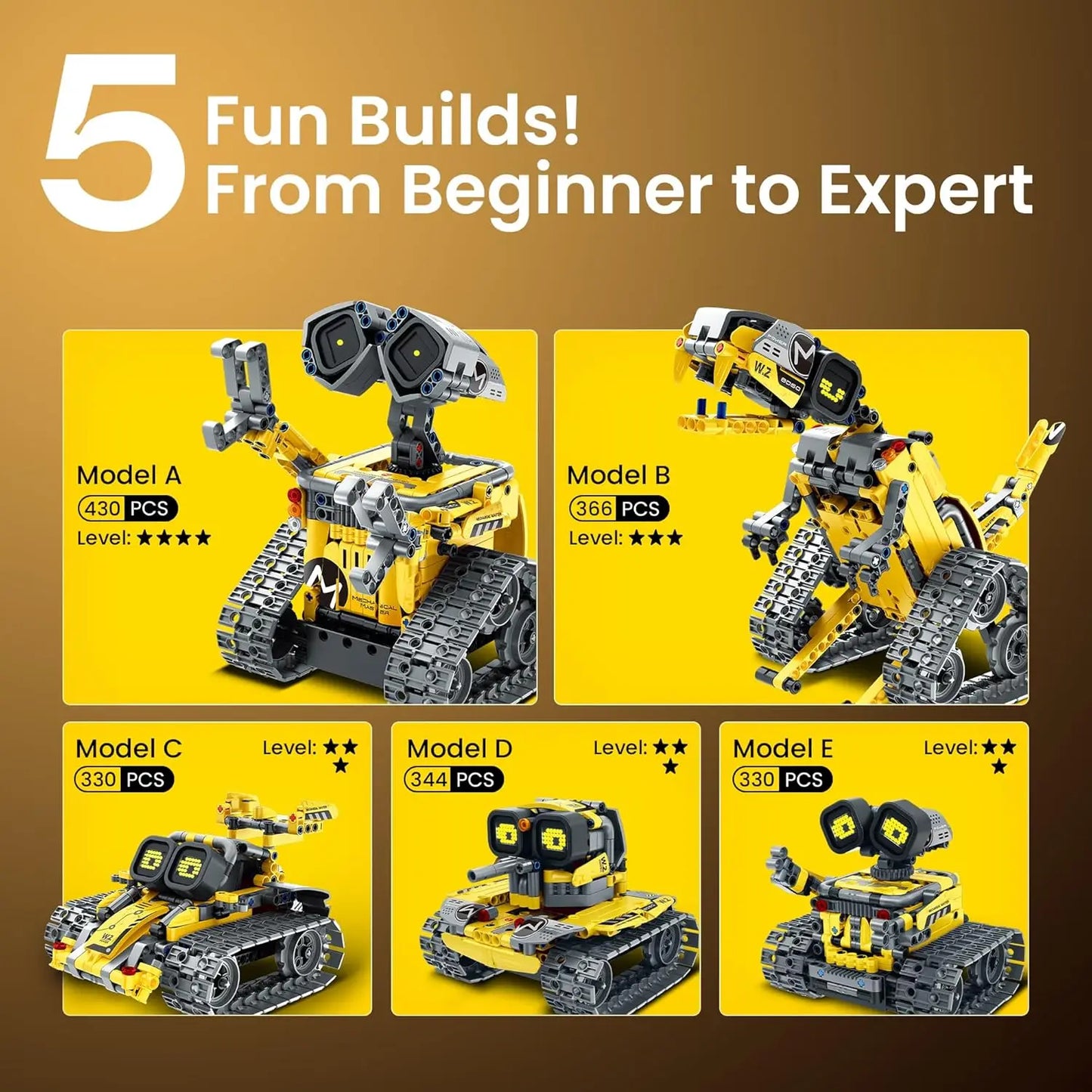 Remote Control Robot Building Kit for Kids Ages 8-14, STEM Coding Toy with 5 Models and 435 Pieces